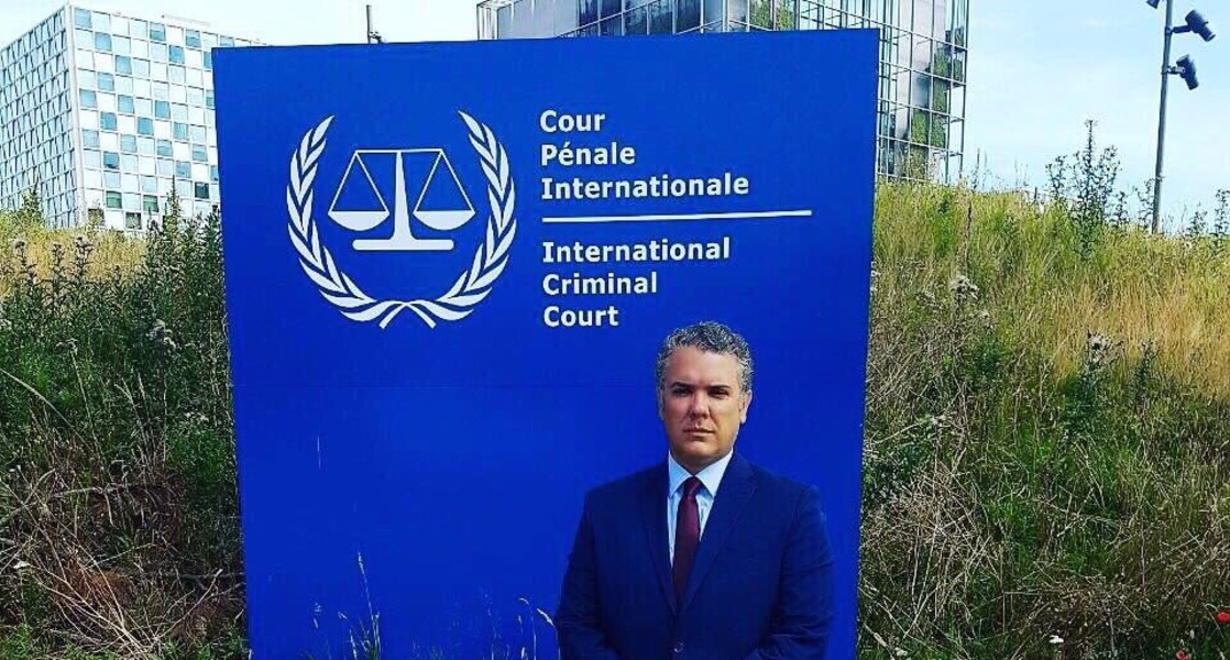 Iván Duque, presidente de Colombia en la Corte Penal Internacional. Foto: Twitter/Iván Duque