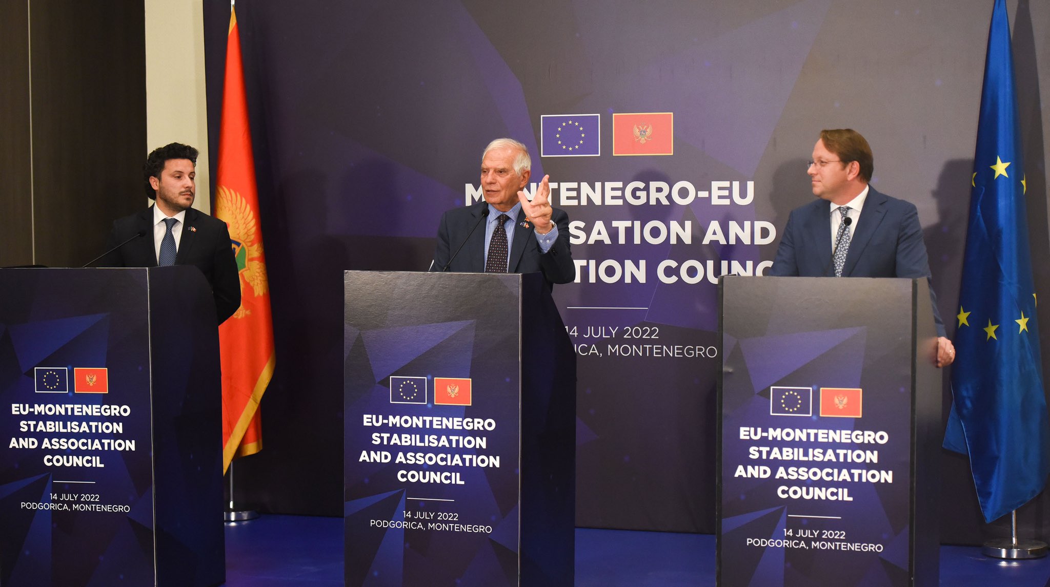 Alto Representante de la Unión Europea (UE) para la política exterior, Josep Borrell, durante el consejo de estabilización y asociación UE-Montenegro. Foto: Twitter Josep Borrell (@JosepBorrellF).
