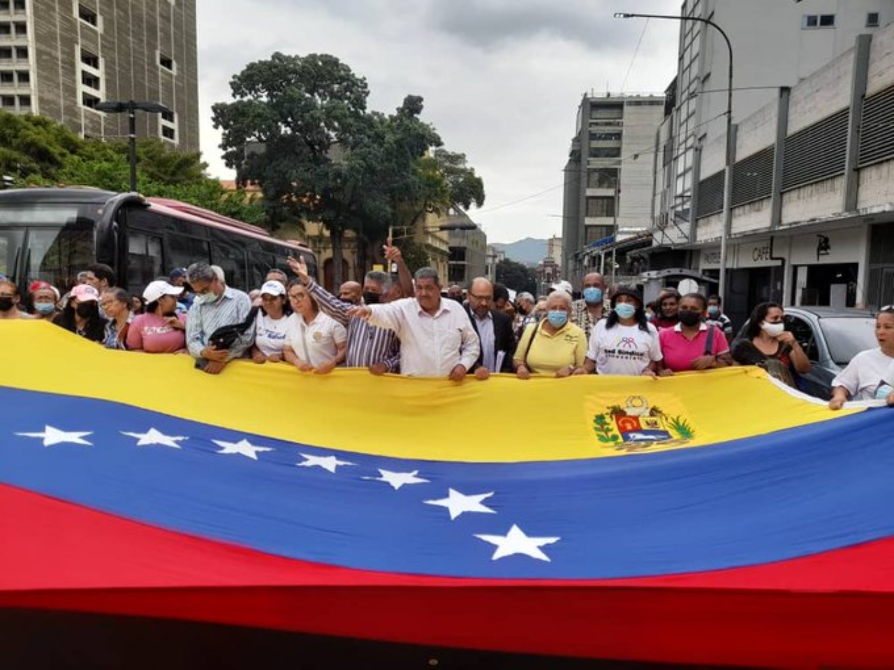 Protesta del gremio de la salud en Caracas. Foto: @RedSindicalVE