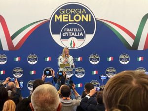 Presidenta del partido Hermanos de Italia (FDI), Giorgia Meloni. Foto: Twitter Giorgia Meloni (@GiorgiaMeloni).