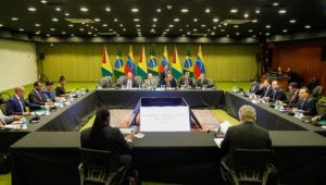 Reunión de diplomáticos de Venezuela y Guyana por disputa del territorio Esequibo. Foto: AFP.