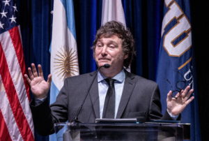Javier Milei, presidente de Argentina, durante una visita a los Estados Unidos. Foto: EFE.