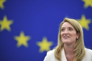 Roberta Metsola, nueva presidenta del Parlamento Europeo. Foto: PATRICK HERTZOG / AFP