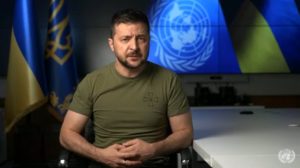 Presidente de Ucrania, Volodymyr Zelenskyy. Foto: Twitter del servicio de noticias de las Naciones Unidas (@NoticiasONU).