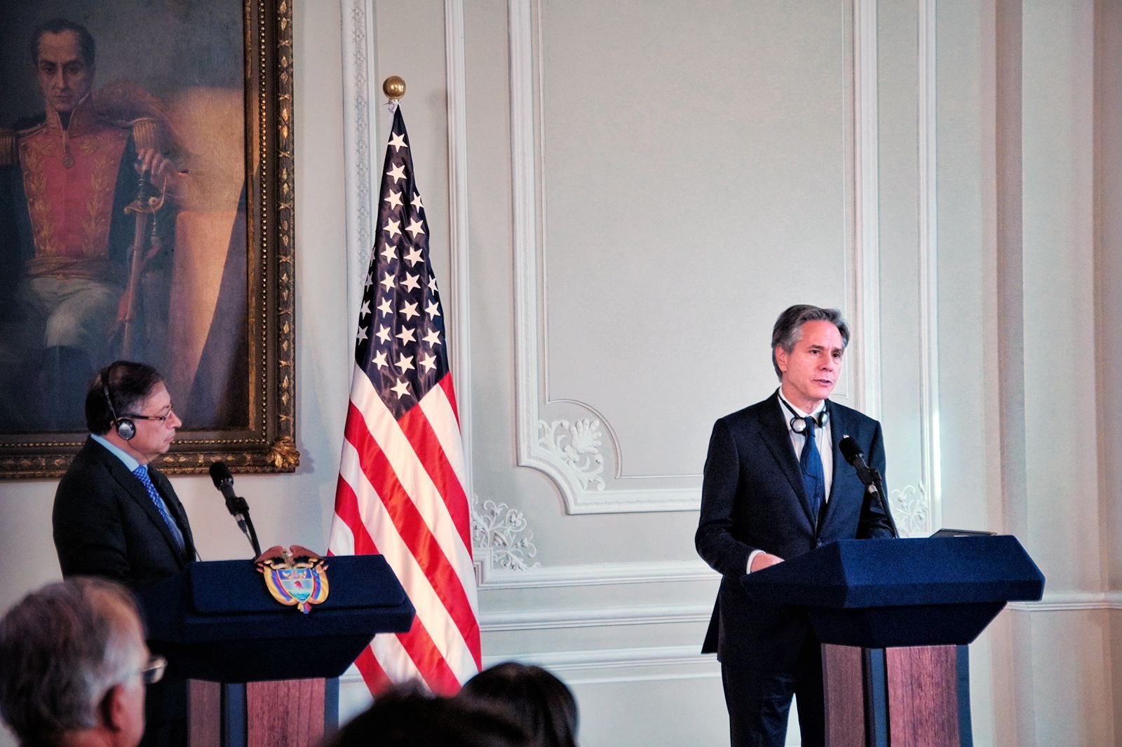 Rueda de prensa conjunta entre el presidente de Colombia, Gustavo Petro, y el secretario de Estado de EE. UU, Antony Blinken. Foto: Twitter Presidencia de Colombia (@infopresidencia).