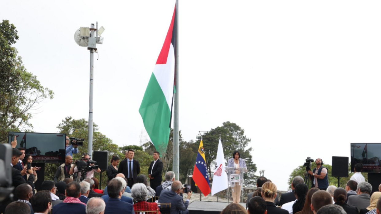 Bandera de Palestina en el Parque Waraira Repano, en Caracas, Foto: El Universal.