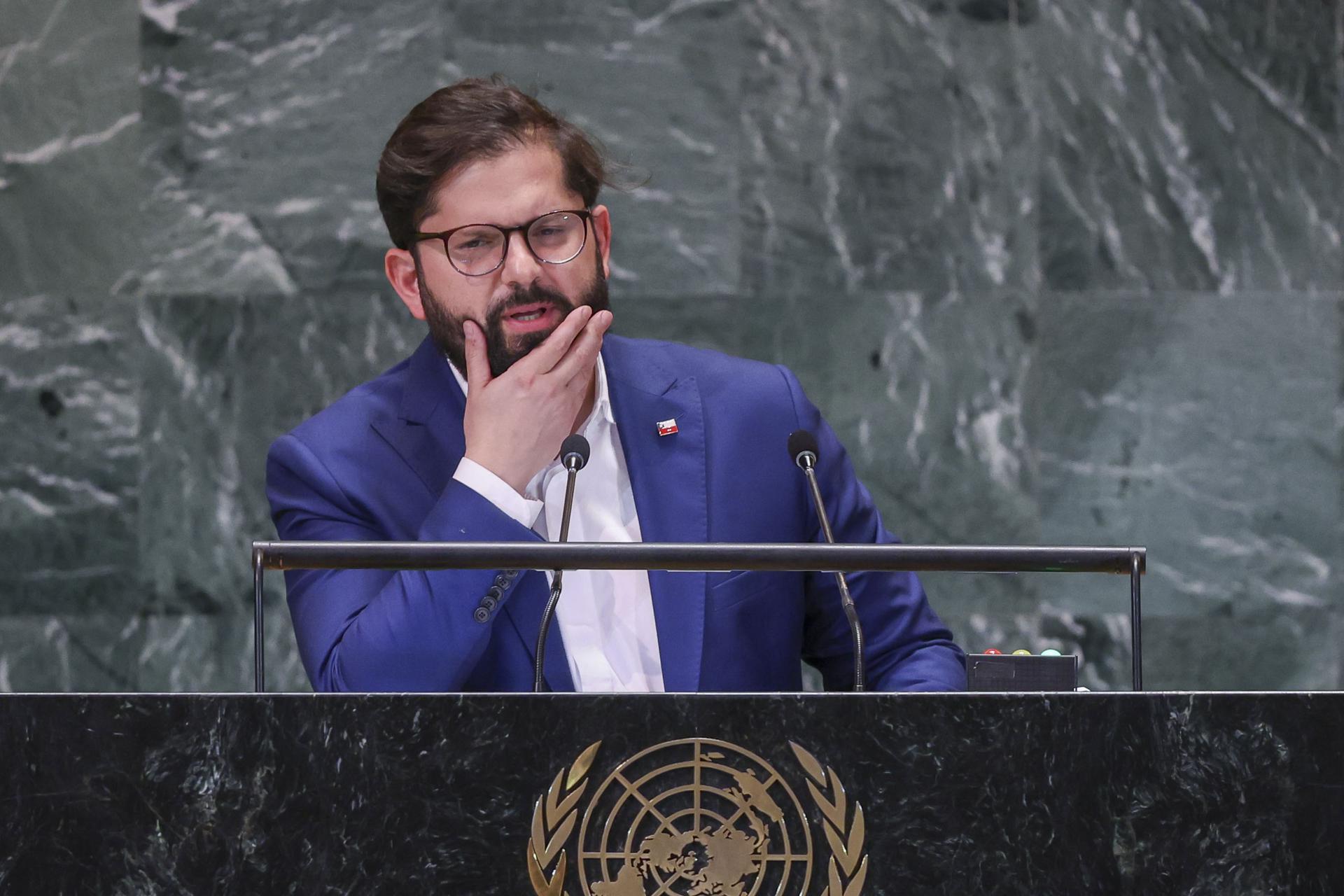 Gabriel Boric, presidente de Chile, durante la Asamblea General de la ONU 2024. Foto: EFE.
