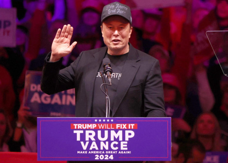 Elon Musk, multimillonario empresario, durante un acto de la campaña Trump-Vance. Foto: EFE.