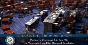 Votación en el Senado de EE. UU. sobre limitar poder de decisión militar de EE. UU. en el Caribe.